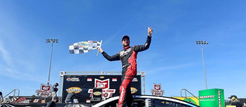 NASCAR Cup Series rookie Chase Briscoe raced to the victory in the General Tire 200 ARCA Menards West Series race Saturday at Sonoma Raceway.